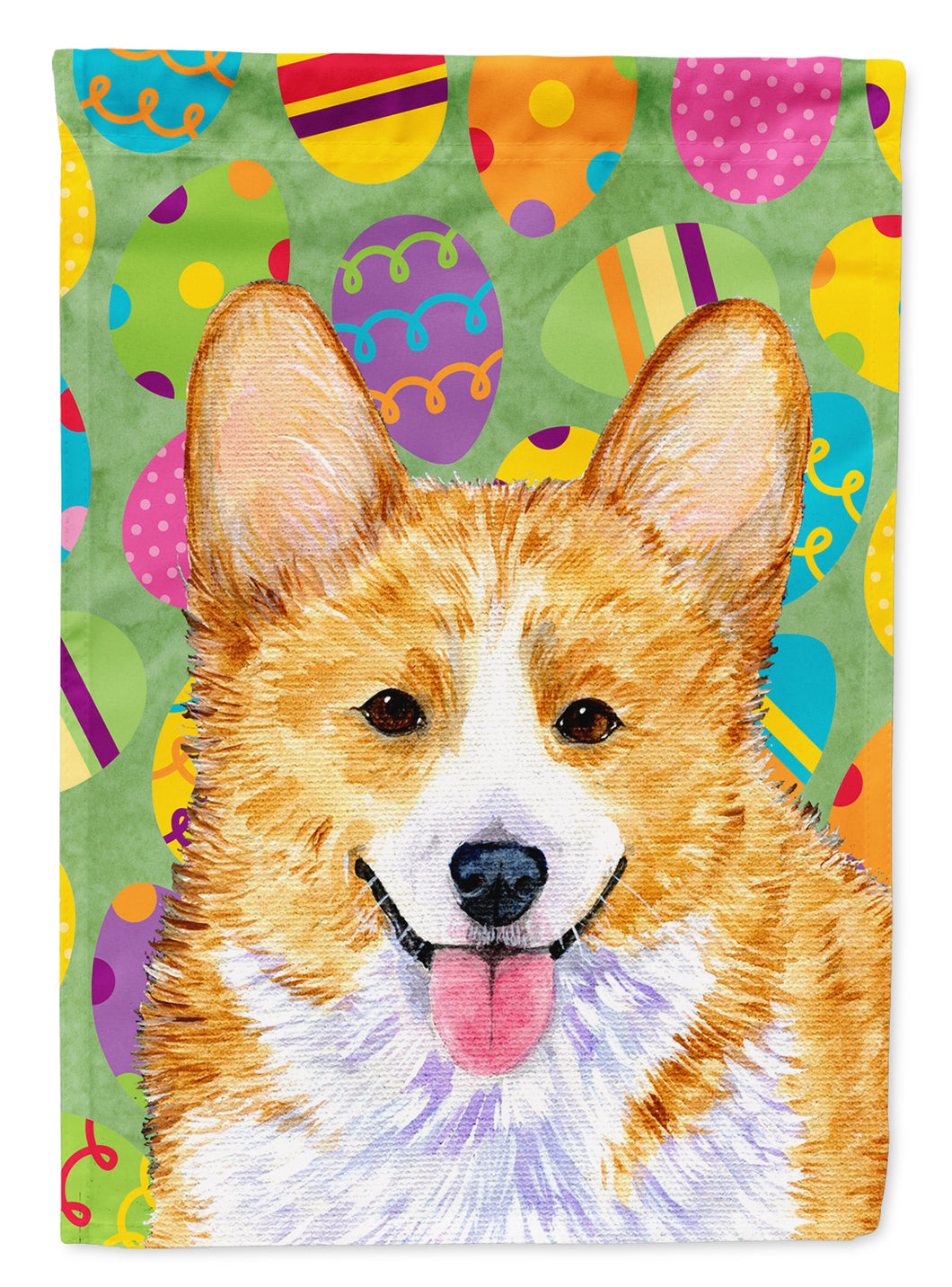 28 x 40 in. Polyester Corgi Easter Eggtravaganza Flag Canvas House Size 2-Sided Heavyweight
