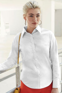 Fruit Of The Loom Ladies Lady-Fit Long Sleeve Oxford Shirt (White)