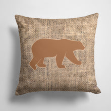 Load image into Gallery viewer, 14 in x 14 in Outdoor Throw PillowBear Burlap and Brown Fabric Decorative Pillow