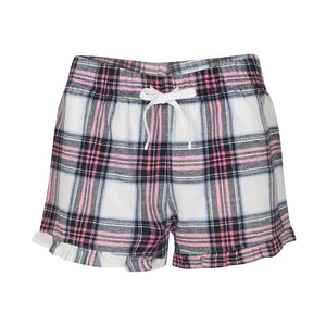 Skinnifit Womens/Ladies Tartan Shorts (White/Pink Check)