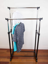Load image into Gallery viewer, Sunbeam Chrome Plated Steel Double Garment Rack, Black
