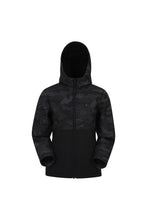 Load image into Gallery viewer, Childrens/Kids Exodus Camo Soft Shell Jacket - Black