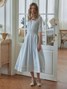 Fiona Cotton White Midi Dress