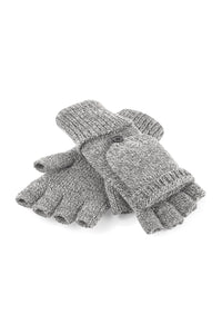 Adults Unisex Fliptop Knitted Winter Gloves - Heather Gray