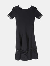 Load image into Gallery viewer, Oscar De La Renta Women&#39;s Black Short Sleeve Embroidered Lace Hem Dress - S