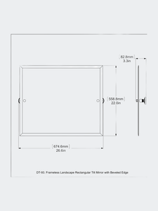 Dottingham Collection Frameless Landscape Rectangular Tilt Mirror With Beveled Edge