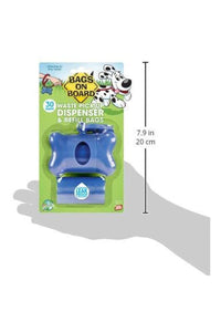 Bags on Board Bone Poo Bag Dispenser Blue With 30 Bags (Blue) (One Size)