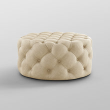 Load image into Gallery viewer, Alzbeta Linen Allover Tufted Round Cocktail Ottoman