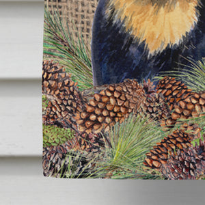 28 x 40 in. Polyester Rottweiler on Faux Burlap with Pine Cones Flag Canvas House Size 2-Sided Heavyweight