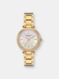 Kenneth Cole Women's Classic Link Crystal KC50961002 Gold Stainless-Steel Quartz Dress Watch