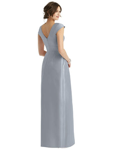 Cap Sleeve Pleated Skirt Dress with Pockets