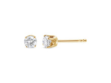Load image into Gallery viewer, 10k Yellow Gold 1/2 Cttw Round Brilliant-Cut Near Colorless Diamond Classic 4-Prong Stud Earrings