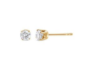 10k Yellow Gold 1/2 Cttw Round Brilliant-Cut Near Colorless Diamond Classic 4-Prong Stud Earrings
