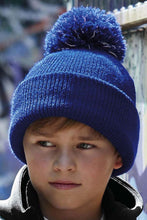 Load image into Gallery viewer, Beechfield Childrens/Kids Reflective Bobble Beanie (Bright Royal)