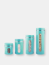 Load image into Gallery viewer, 4 Piece Essence Collection Stainless Steel Canister Set, Turquoise