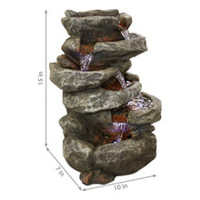 Load image into Gallery viewer, 6 Tier Stone Falls Tabletop Indoor Water Fountain Feature w/ LED