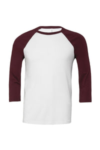 Mens 3/4 Sleeve Baseball T-Shirt - White/Maroon