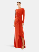 Load image into Gallery viewer, Ruched Long Sleeve Cowl Neck Gown