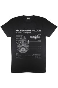 Star Wars Womens/Ladies Diagram Millennium Falcon Boyfriend T-Shirt (Black)