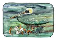 Load image into Gallery viewer, 14 in x 21 in Watery Pelican, Shrimp, Crab and Oysters Dish Drying Mat
