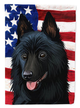 Load image into Gallery viewer, 11 x 15 1/2 in. Polyester Schipperke Dog American Flag Garden Flag 2-Sided 2-Ply