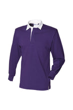 Load image into Gallery viewer, Front Row Long Sleeve Classic Rugby Polo Shirt (Deep Purple/White)