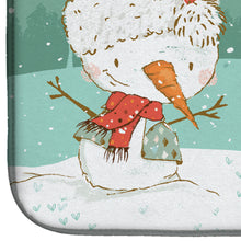 Load image into Gallery viewer, 14 in x 21 in Saint Bernard Snowman Christmas Dish Drying Mat