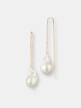 Load image into Gallery viewer, Extra Long Adjustable Large Baroque Freshwater Pearl Threader Earrings In 14-Karat Yellow Gold Filled
