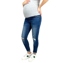 Load image into Gallery viewer, Butt Lifter Distressed Maternity Jean With Band