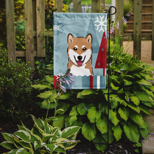 11 x 15 1/2 in. Polyester Winter Holiday Shiba Inu Garden Flag 2-Sided 2-Ply