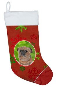 Brussels Griffon Red Snowflakes Holiday Christmas Stocking
