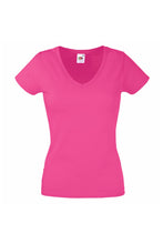 Load image into Gallery viewer, Fruit Of The Loom Ladies Lady-Fit Valueweight V-Neck Short Sleeve T-Shirt (Fuchsia)