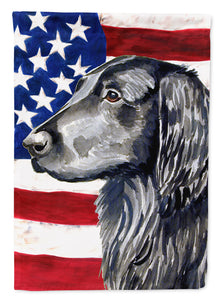 11 x 15 1/2 in. Polyester USA American Flag with Flat Coated Retriever Garden Flag 2-Sided 2-Ply