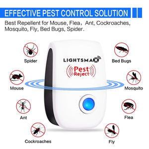 White Indoor Ultrasonic Pest Repeller Electric Plug in Pest Control - 6 Pks