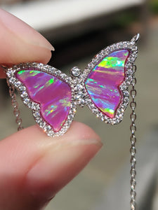 Opal Butterfly Necklace with Stripes
