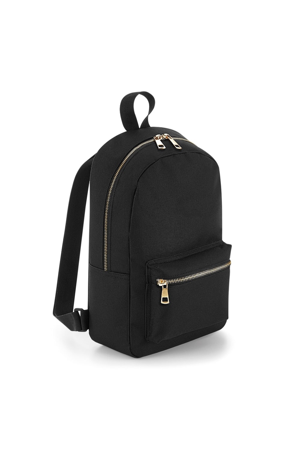Metallic Zip Mini Backpack - Black/Gold