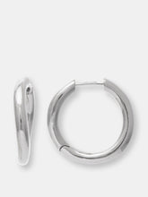 Load image into Gallery viewer, White Rhodium Clad Huggie Hoop Earrings
