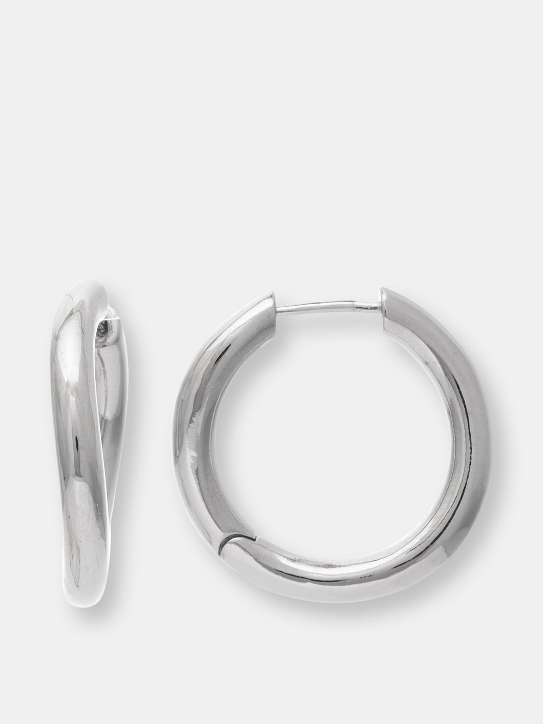 White Rhodium Clad Huggie Hoop Earrings