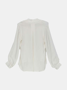 L'agence Women's White Frill Button Down Casual Button-Down Shirt - M