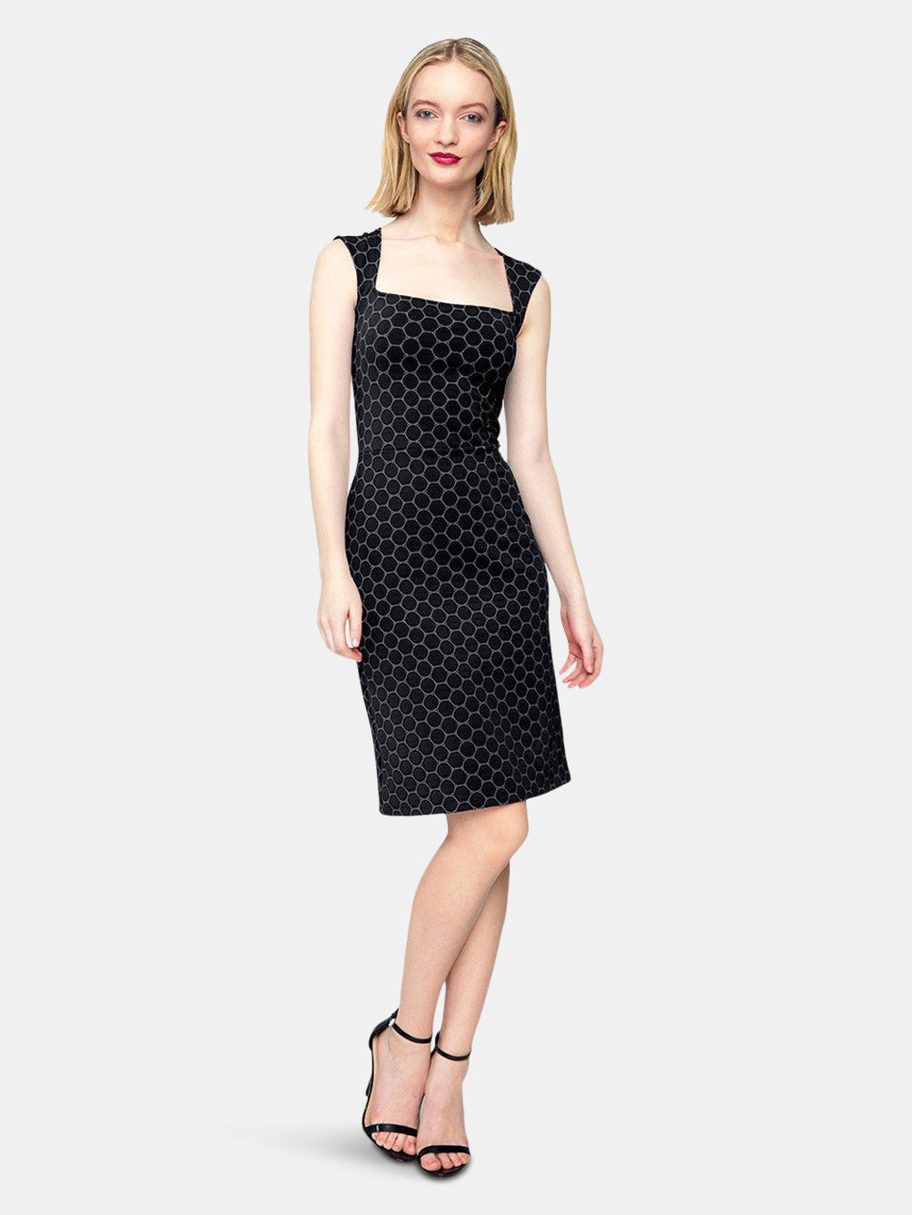 Eve A-Line Dress in Black Luxe Jacquard