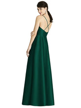 Load image into Gallery viewer, V-Neck Full Skirt Satin Maxi Dress - D750