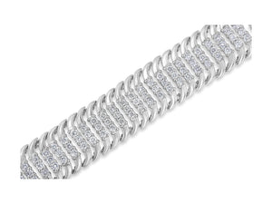 14K White Gold 5.0 Cttw Round Brilliant Cut Diamond 7" S Wave Serpentine Tennis Bracelet