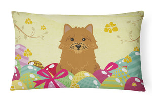 12 in x 16 in  Outdoor Throw Pillow Easter Eggs Norwich Terrier Canvas Fabric Decorative Pillow