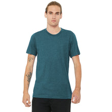 Load image into Gallery viewer, Canvas Mens Triblend Crew Neck Plain Short Sleeve T-Shirt (Steel Blue Triblend)