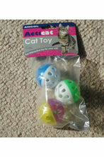 Load image into Gallery viewer, Ancol Plastic Ball And Bell Cat Toys (Pack Of 3) (Multicolored) (One Size)