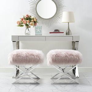 Liam Faux Fur Ottoman