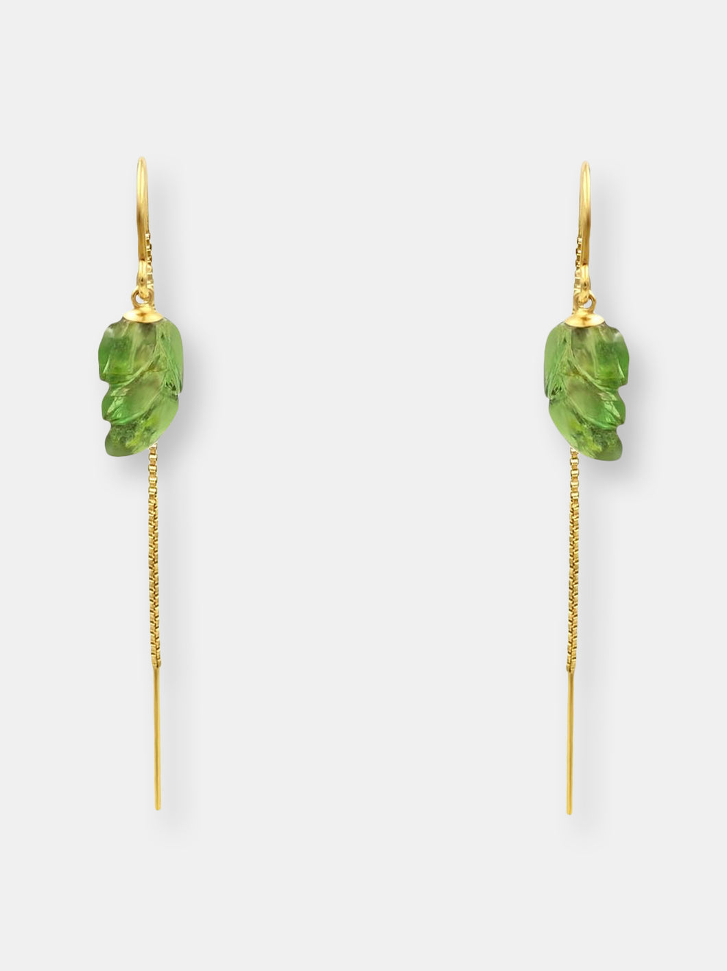 Carved Green Tourmaline Earrings - One Of A Kind