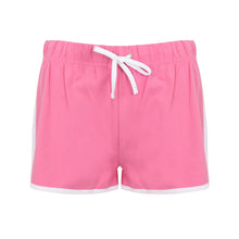 Load image into Gallery viewer, Skinni Fit Womens/Ladies Retro Shorts (Bright Pink/White)