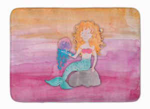 19 in x 27 in Blonde Mermaid Watercolor Machine Washable Memory Foam Mat