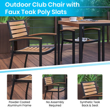 Load image into Gallery viewer, Aluminum Stacking Chairs with Faux Teak Slatted Back and Seat and Faux Teak Accented Arms - Set of Two